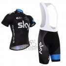 Sky Cycling Jersey Bib Short 2015 Short Sleeve Blue and Black
