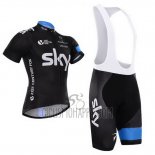 Sky Cycling Jersey Bib Short 2015 Short Sleeve Blue and Black