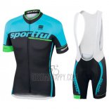 Sportful Sc Cycling Jersey Bib Short 2017 Men Short Sleeve Light Blue and Black