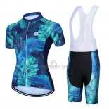 Steep Cycling Jersey Bib Short 2023 Women Short Sleeve Blue Black