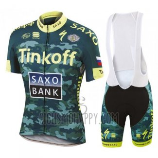 Tinkoff Saxo Bank Cycling Jersey Bib Short 2016 Short Sleeve Yellow and Green