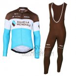 Ag2r La Mondiale Cycling Jersey Bib Tight 2018 Long Sleeve Marron Blue
