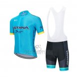Astana Cycling Jersey Bib Short 2020 Short Sleeve Blue Yellow