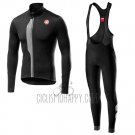 Castelli TRAS Cycling Jersey Bib Tight 2019 Men Long Sleeve Black Silver