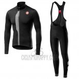 Castelli TRAS Cycling Jersey Bib Tight 2019 Men Long Sleeve Black Silver
