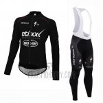 Etixx Quick Step Cycling Jersey Bib Tight 2015 Long Sleeve Ettix Quick Step Black and White
