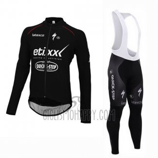 Etixx Quick Step Cycling Jersey Bib Tight 2015 Long Sleeve Ettix Quick Step Black and White
