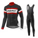 Giant Cycling Jersey Bib Tight 2017 Men Long Sleeve Red and Black