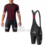 Giro D'italy Cycling Jersey Bib Short 2021 Men Short Sleeve Dark Red