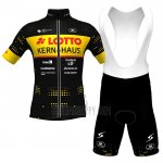 Lotto-kern Haus Cycling Jersey Bib Short 2022 Men Short Sleeve Black Yellow