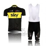 Sky Cycling Jersey Bib Short 2014 Short Sleeve Black and Yellow