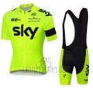 Sky Cycling Jersey Bib Short 2016 Short Sleeve Yellow