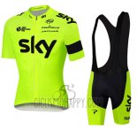Sky Cycling Jersey Bib Short 2016 Short Sleeve Yellow