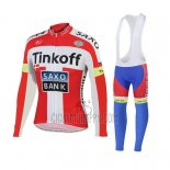 Tinkoff Saxo Bank Cycling Jersey Bib Tight 2018 Long Sleeve Red White