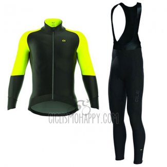 ALE Camo Cycling Jersey Bib Tight 2017 Men Long Sleeve ALE Capo Nord Black and Yellow