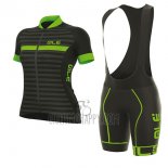ALE Excel Riviera Cycling Jersey Bib Short 2017 Women Short Sleeve Black and Green