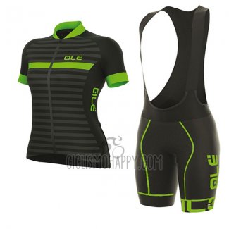 ALE Excel Riviera Cycling Jersey Bib Short 2017 Women Short Sleeve Black and Green