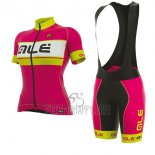 ALE Graphics Prr Bermuda Cycling Jersey Bib Short 2017 Women Short Sleeve Pink and Yellow
