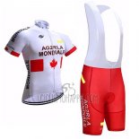Ag2rla Cycling Jersey Bib Short 2017 Short Sleeve Mondiale White