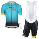 Astana Cycling Jersey Bib Short 2017 Short Sleeve Light Blue