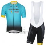 Astana Cycling Jersey Bib Short 2017 Short Sleeve Light Blue