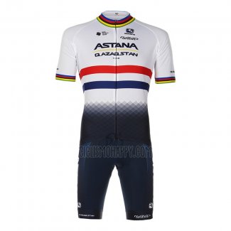 Astana Qazaqstan Team Cycling Jersey Bib Short 2023 Short Sleeve White