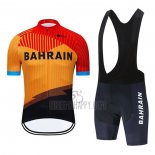 Bahrain Cycling Jersey Bib Short 2020 Short Sleeve Orange Black