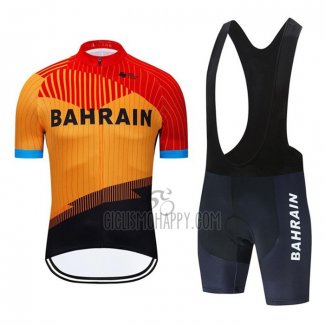 Bahrain Cycling Jersey Bib Short 2020 Short Sleeve Orange Black
