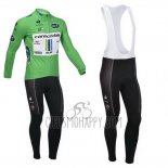 Cannondale Lider Cycling Jersey Bib Tight 2013 Men Long Sleeve Green and White