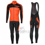 Castelli Cycling Jersey Bib Tight 2017 Men Long Sleeve Orange and Black