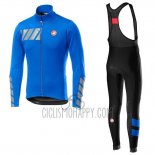 Castelli Raddoppia 2 Cycling Jersey Bib Tight 2019 Men Long Sleeve Blue Silver