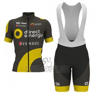 Direct Energie Cycling Jersey Bib Short 2017 Men Short Sleeve Marron