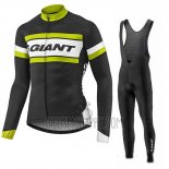 Giant Cycling Jersey Bib Tight 2017 Men Long Sleeve Green and Black