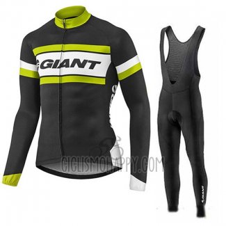 Giant Cycling Jersey Bib Tight 2017 Men Long Sleeve Green and Black