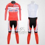 Katusha Cycling Jersey Bib Tight 2012 Long Sleeve White and Orange
