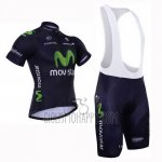 Movistar Cycling Jersey Bib Short 2015 Short Sleeve Black