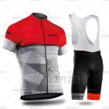 Northwave Cycling Jersey Bib Short 2019 Men Short Sleeve Gray Red