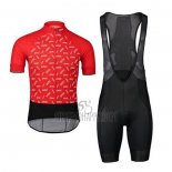 POC Cycling Jersey Bib Short 2020 Men Short Sleeve Red Black