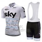 Sky Cycling Jersey Bib Short 2018 Short Sleeve White and Black