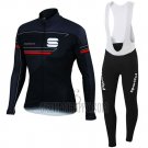 Sportful Cycling Jersey Bib Tight 2016 Men Long Sleeve Blue and Black