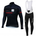 Sportful Cycling Jersey Bib Tight 2016 Men Long Sleeve Blue and Black