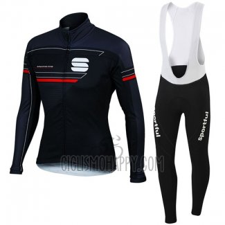 Sportful Cycling Jersey Bib Tight 2016 Men Long Sleeve Blue and Black
