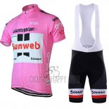 Sunweb Cycling Jersey Bib Short 2018 Short Sleeve Pink and White