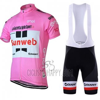 Sunweb Cycling Jersey Bib Short 2018 Short Sleeve Pink and White