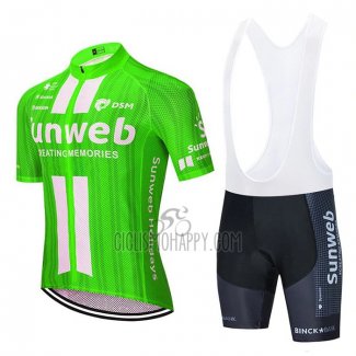 Sunweb Cycling Jersey Bib Short 2020 Short Sleeve Green White