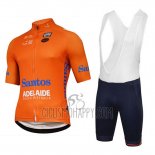 Tour Down Under Santos Cycling Jersey Bib Short 2018 Men Short Sleeve Orange