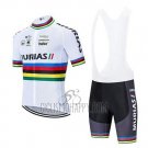 UCI Mondo Campione Euskadi Murias Cycling Jersey Bib Short 2020 Men Short Sleeve White
