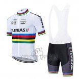 UCI Mondo Campione Euskadi Murias Cycling Jersey Bib Short 2020 Men Short Sleeve White