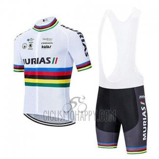 UCI Mondo Campione Euskadi Murias Cycling Jersey Bib Short 2020 Men Short Sleeve White