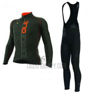 ALE Cycling Jersey Bib Tight 2017 Men Long Sleeve 3 Season Black and Orange